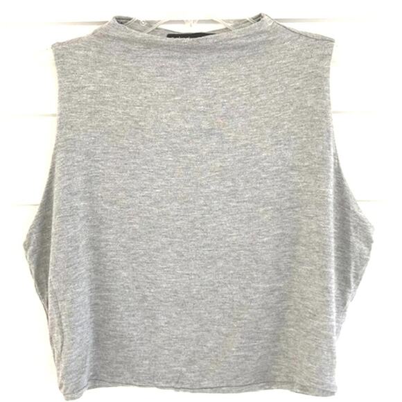 Naked Wardrobe NEW Heathered Grey Mock Neck Sleeveless Stretchy Cropped Top 2X - Picture 2 of 5
